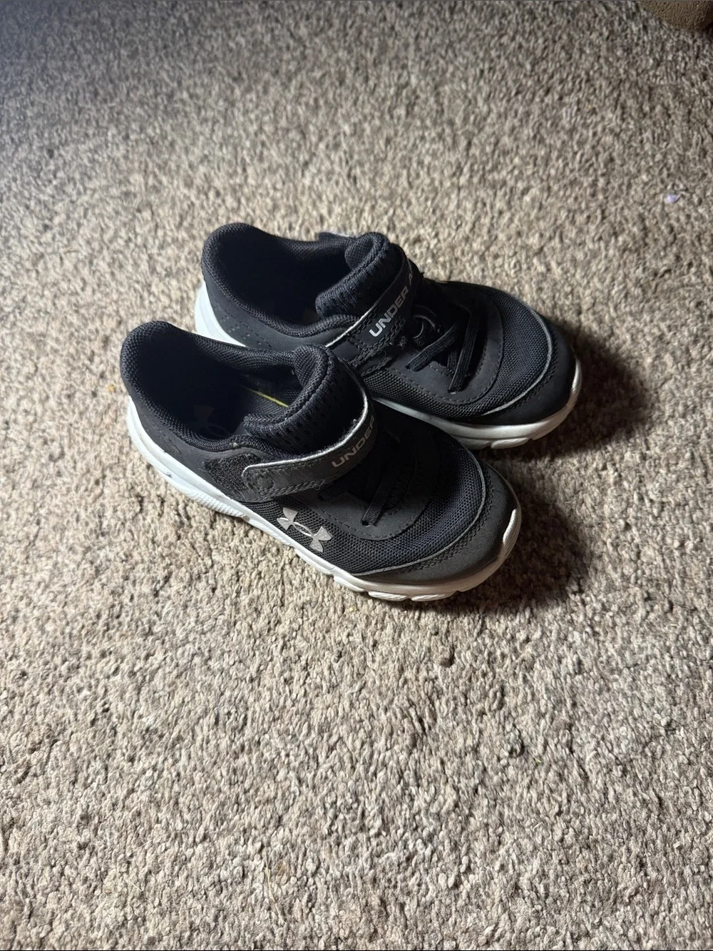 Under Armour Kids Black and White Velcro Athletic Sneakers